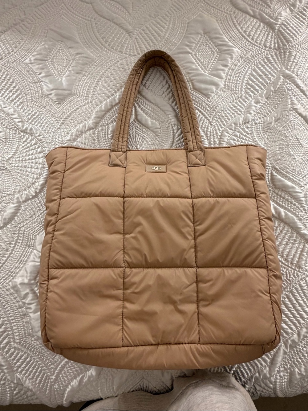 UGG Quilted Puffer Tote in Beige Tan